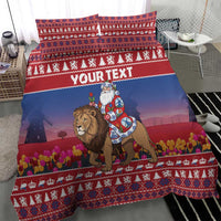 Netherlands Christmas Personalized Bedding Set Santa Riding Lion Fijne Kerstdagen - Wonder Print Shop