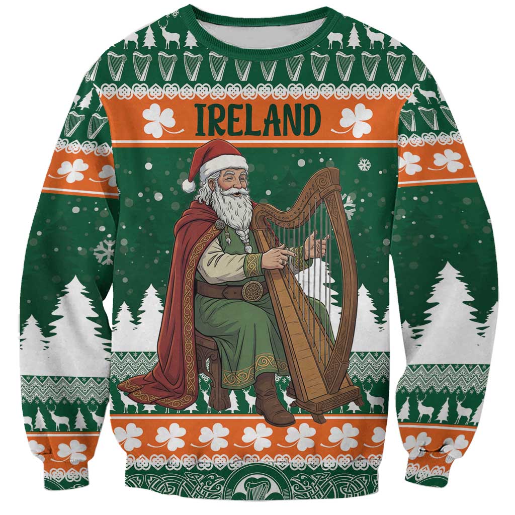 Ireland Christmas Personalized Sweatshirt Daidi na Nollag With Irish Harp - Wonder Print Shop