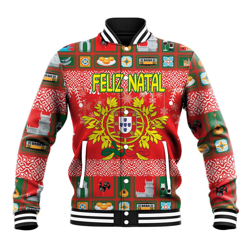 Personalized Portugal Christmas Baseball Jacket Coat Of Arms - Feliz Natal - Wonder Print Shop