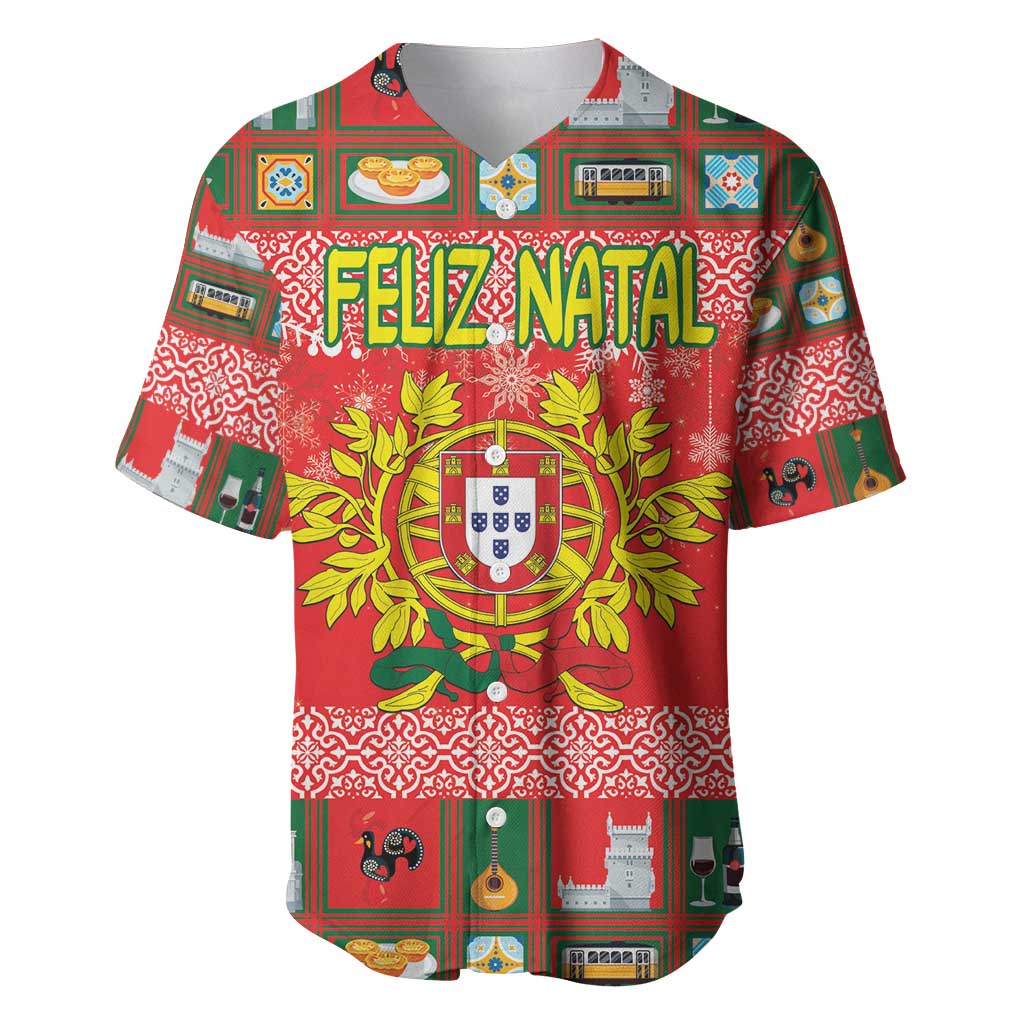 Personalized Portugal Christmas Baseball Jersey Coat Of Arms - Feliz Natal - Wonder Print Shop