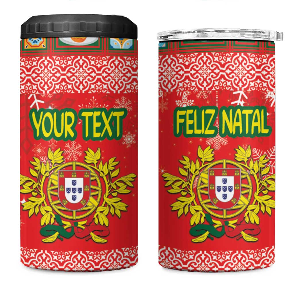 Personalized Portugal Christmas 4 in 1 Can Cooler Tumbler Coat Of Arms - Feliz Natal - Wonder Print Shop