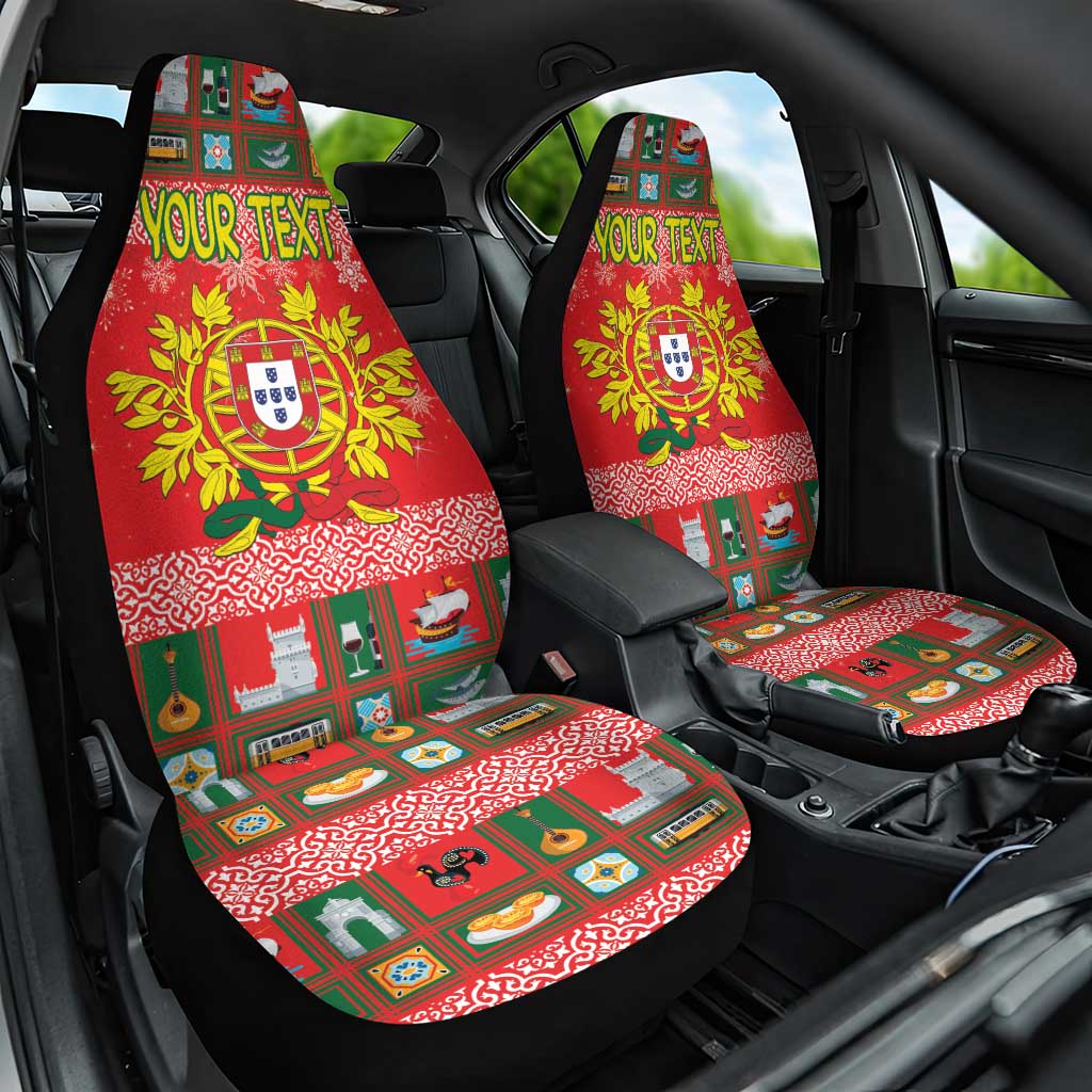 Personalized Portugal Christmas Car Seat Cover Coat Of Arms - Feliz Natal - Wonder Print Shop