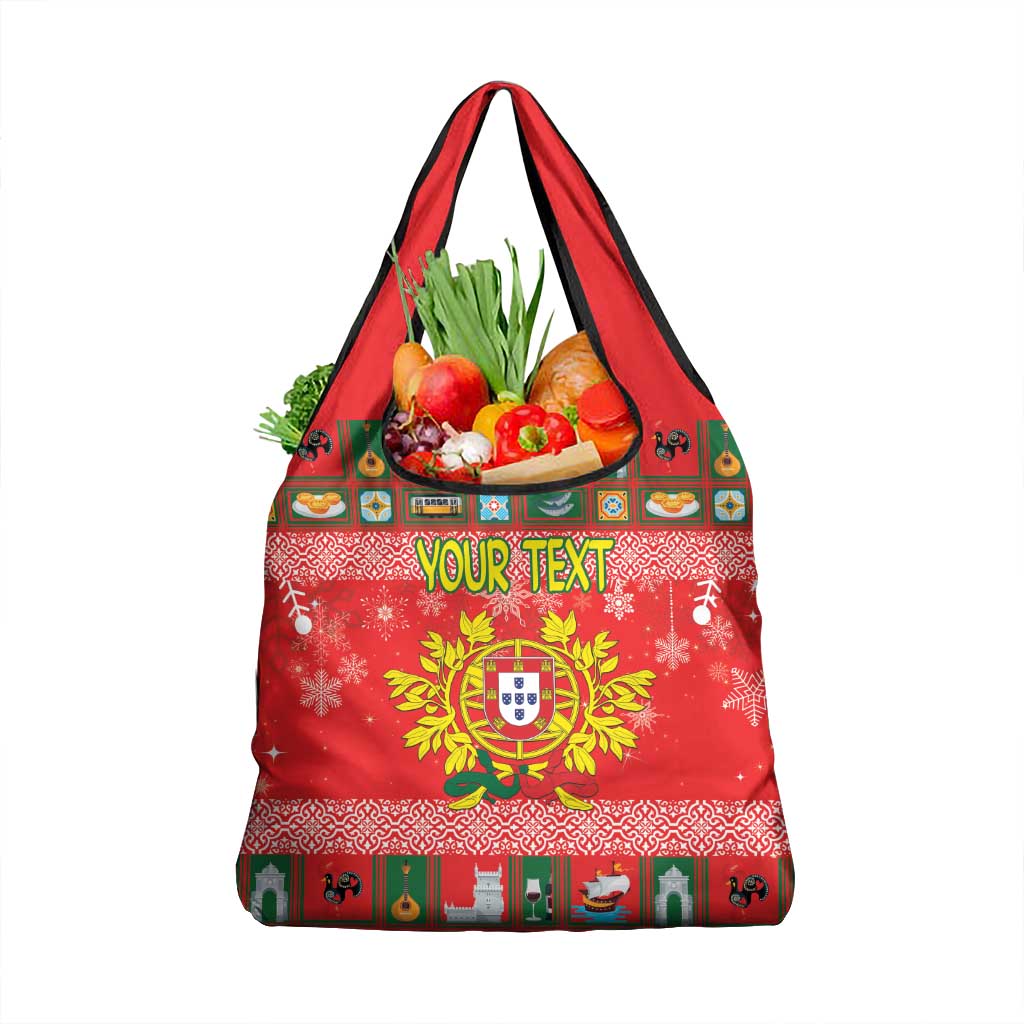 Personalized Portugal Christmas Grocery Bag Coat Of Arms - Feliz Natal