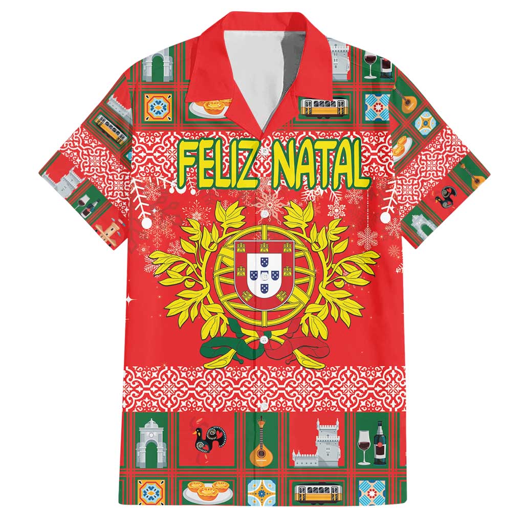 Personalized Portugal Christmas Hawaiian Shirt Coat Of Arms - Feliz Natal - Wonder Print Shop