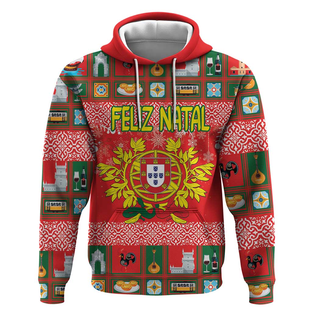 Personalized Portugal Christmas Hoodie Coat Of Arms - Feliz Natal - Wonder Print Shop