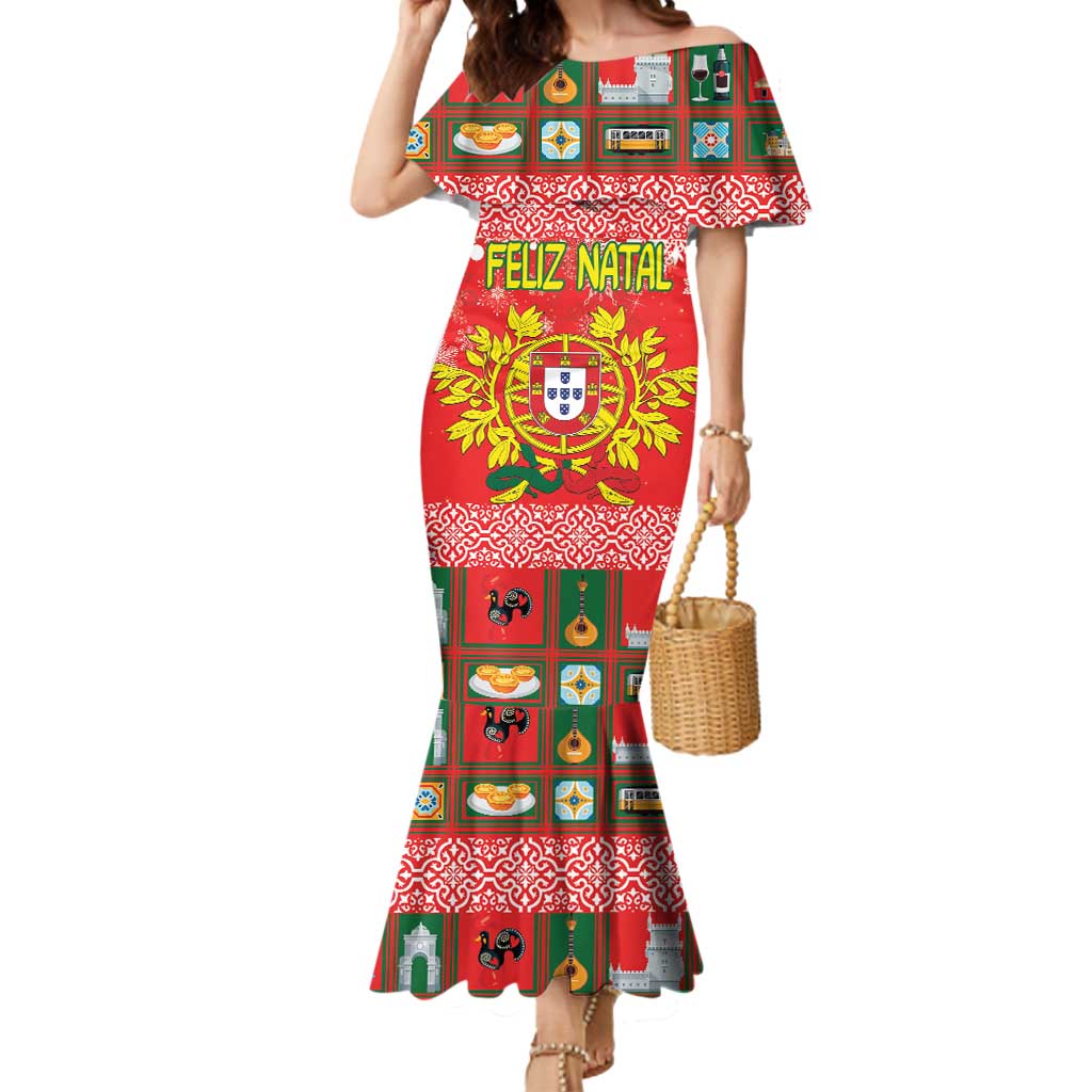 Personalized Portugal Christmas Mermaid Dress Coat Of Arms - Feliz Natal - Wonder Print Shop