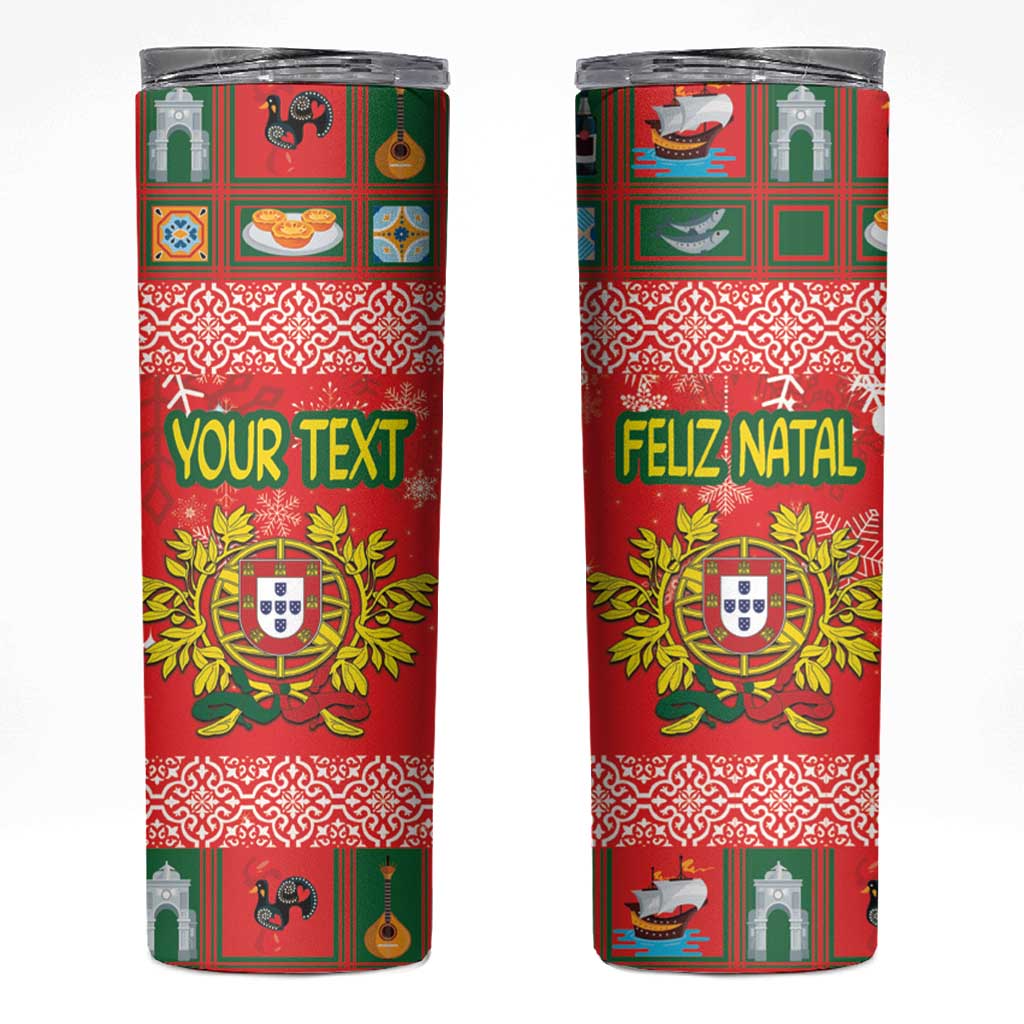 Personalized Portugal Christmas Skinny Tumbler Coat Of Arms - Feliz Natal - Wonder Print Shop