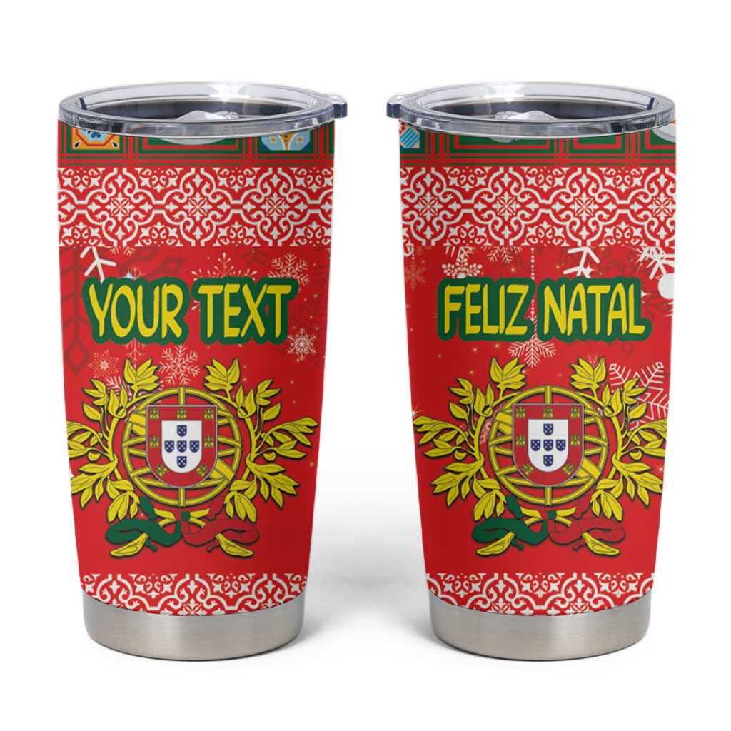 Personalized Portugal Christmas Tumbler Cup Coat Of Arms - Feliz Natal - Wonder Print Shop