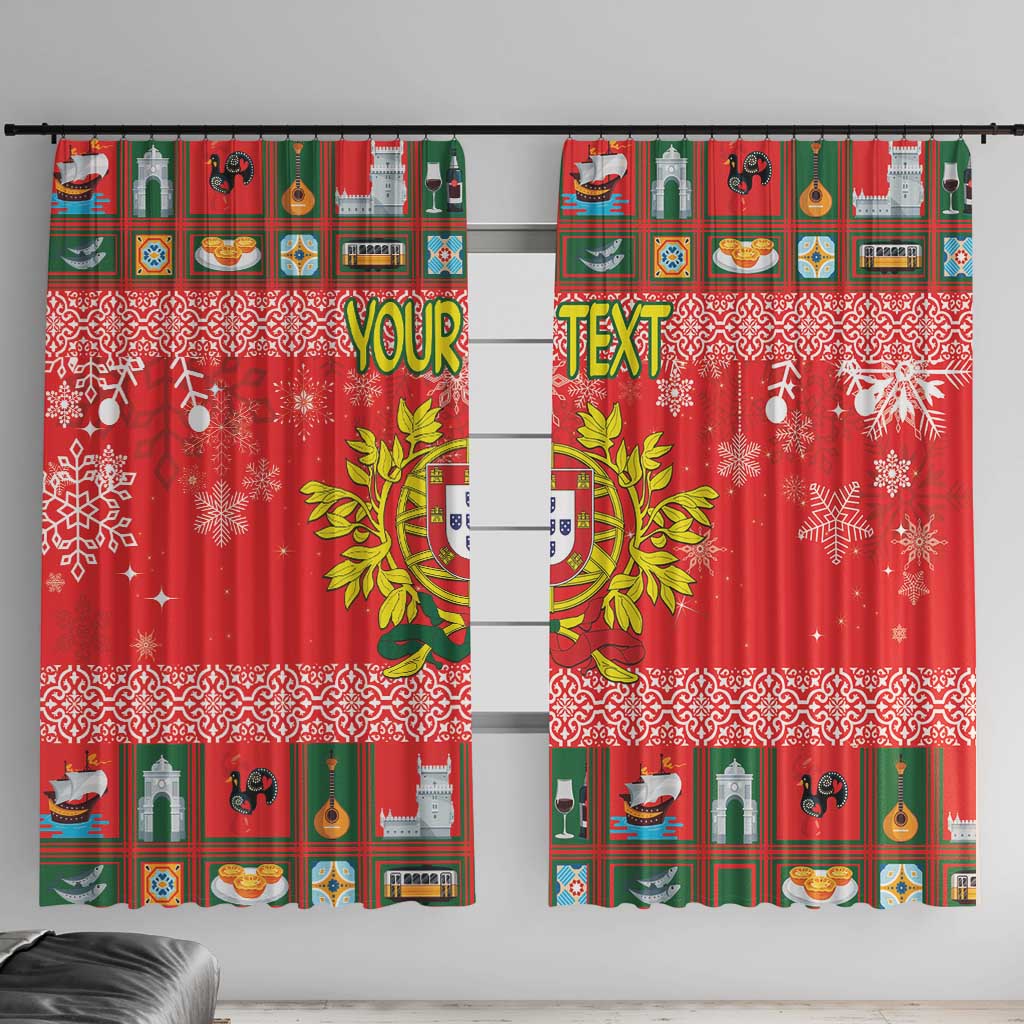 Personalized Portugal Christmas Window Curtain Coat Of Arms - Feliz Natal - Wonder Print Shop