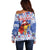 Personalized Puerto Rico Christmas Off Shoulder Sweater Coqui With Red Maga Flower - Wonder Print Shop