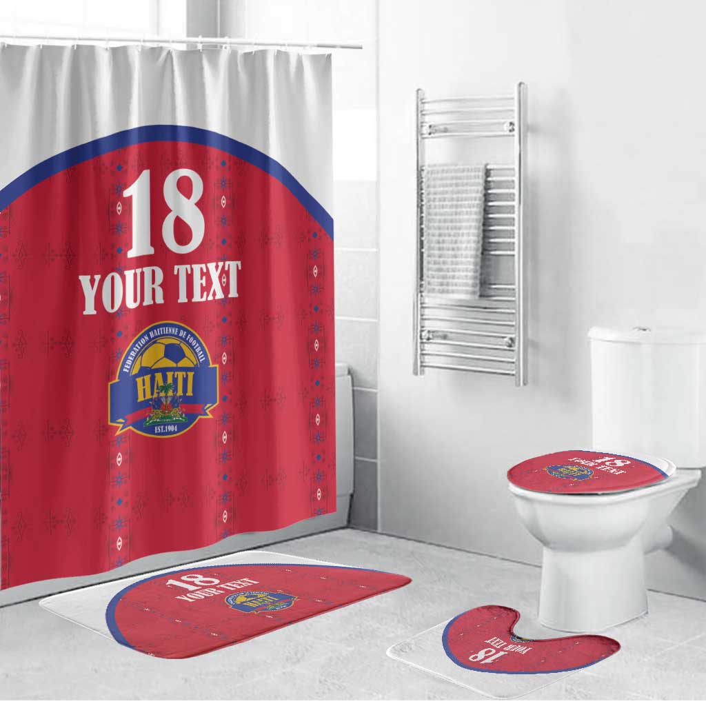 Custom Haiti Football Bathroom Set Les Grenadiers Veve Haitian Vodou Red Version - Wonder Print Shop