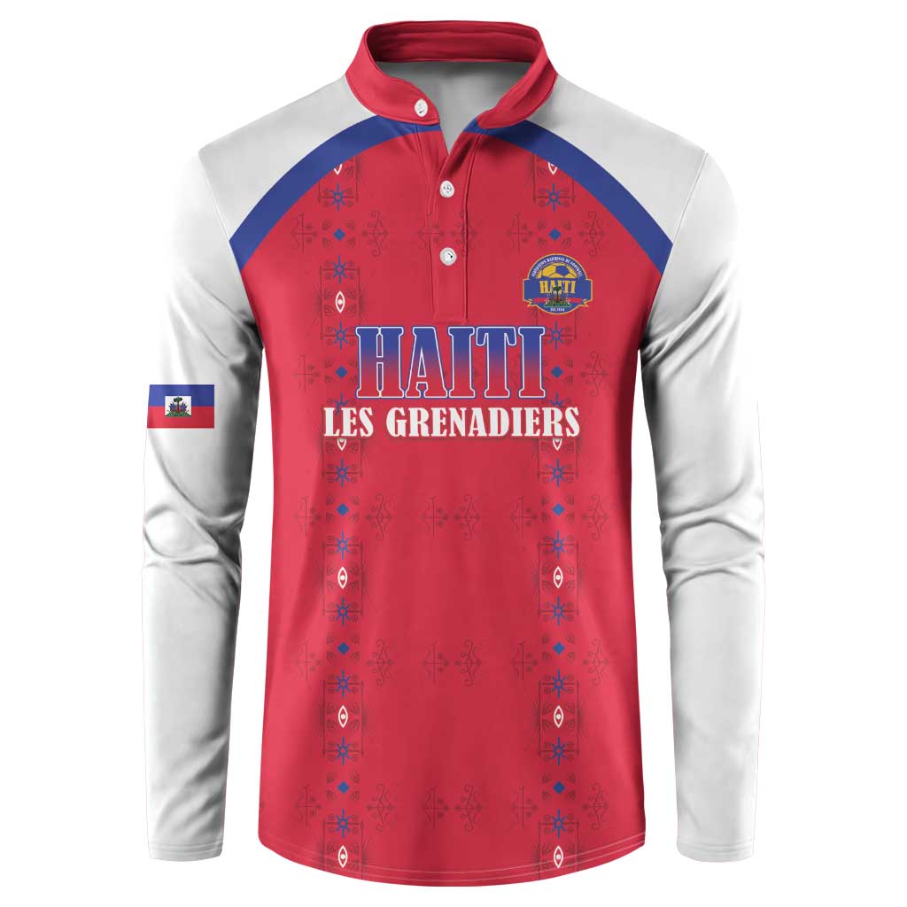 Custom Haiti Football Button Sweatshirt Les Grenadiers Veve Haitian Vodou Red Version - Wonder Print Shop