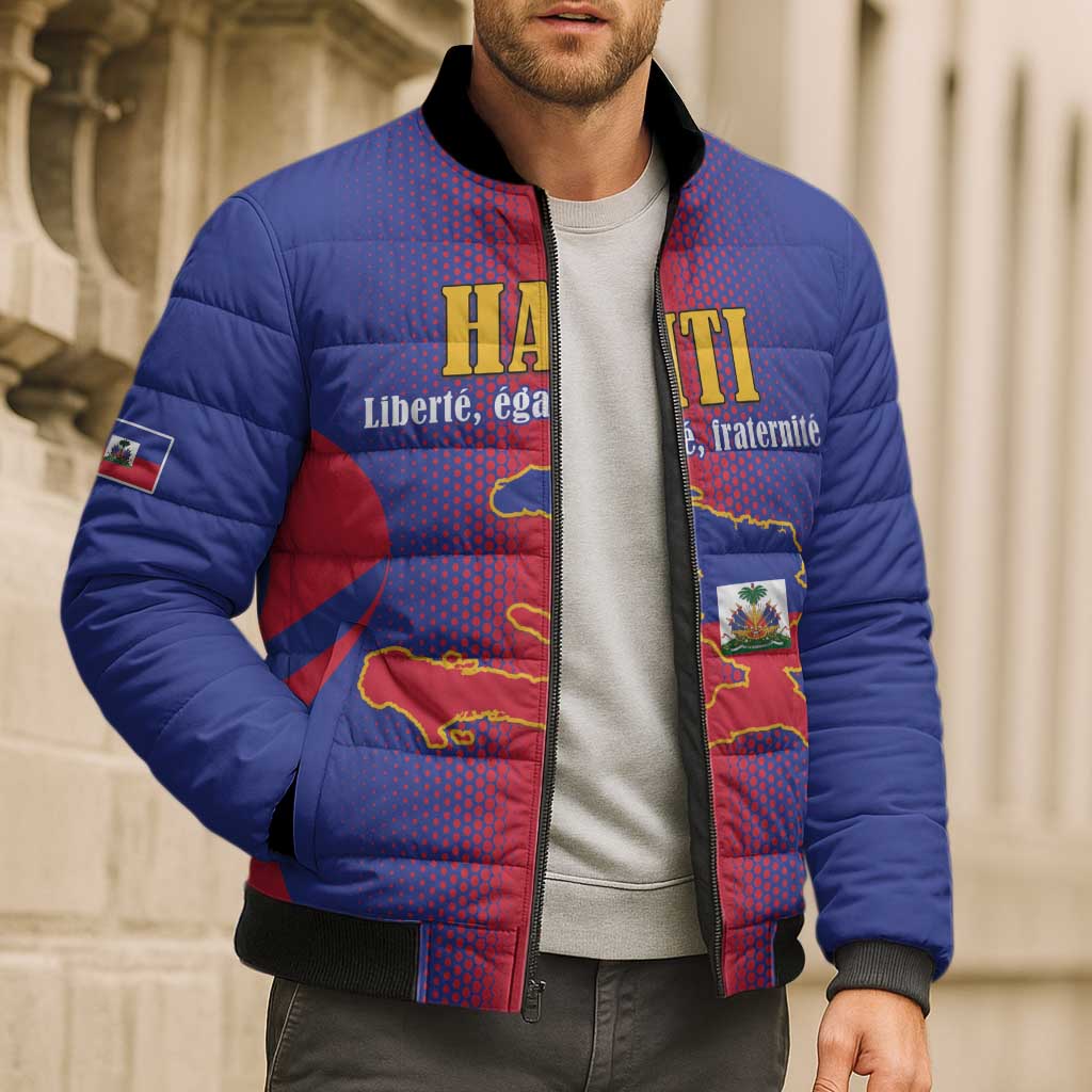 Haiti Pride Personalized Bomber Puffer Jacket Neg Marron Haitian Heritage - Wonder Print Shop