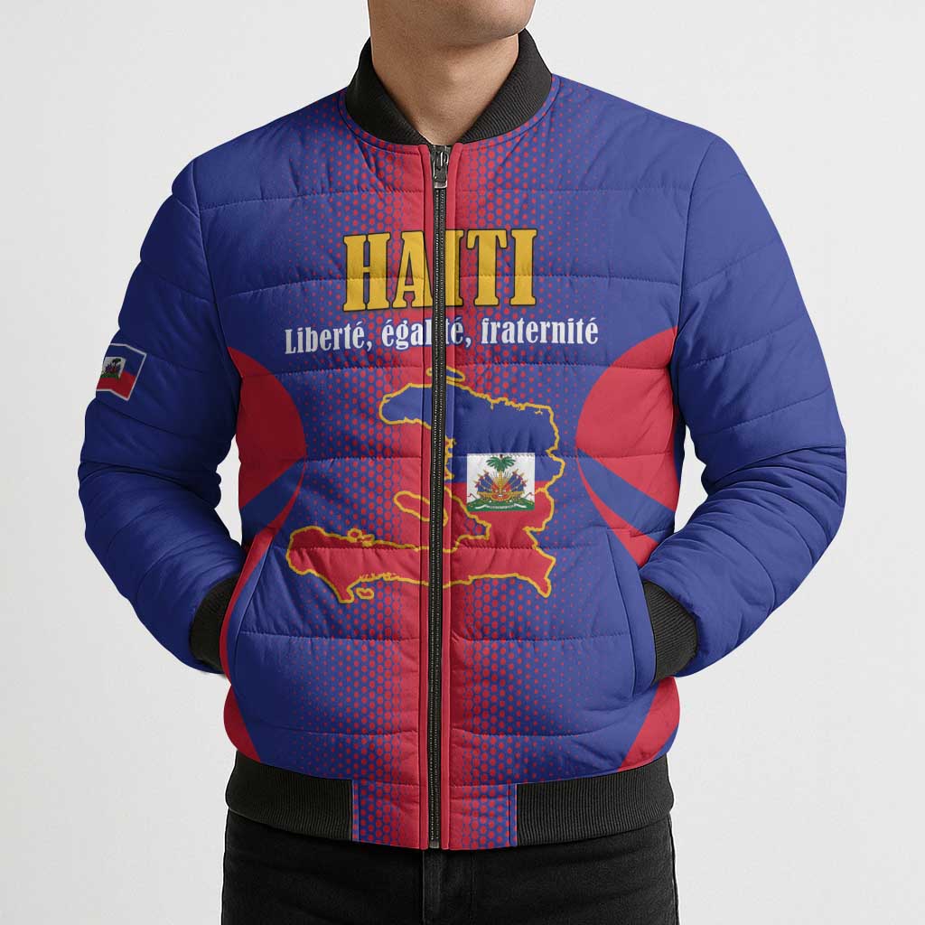 Haiti Pride Personalized Bomber Puffer Jacket Neg Marron Haitian Heritage - Wonder Print Shop