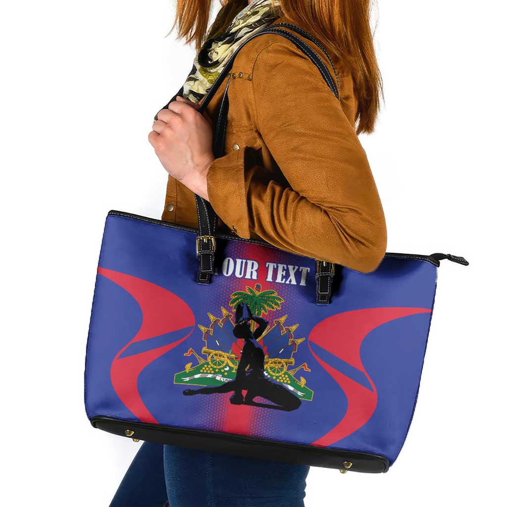 Haiti Pride Personalized Leather Tote Bag Neg Marron Haitian Heritage - Wonder Print Shop