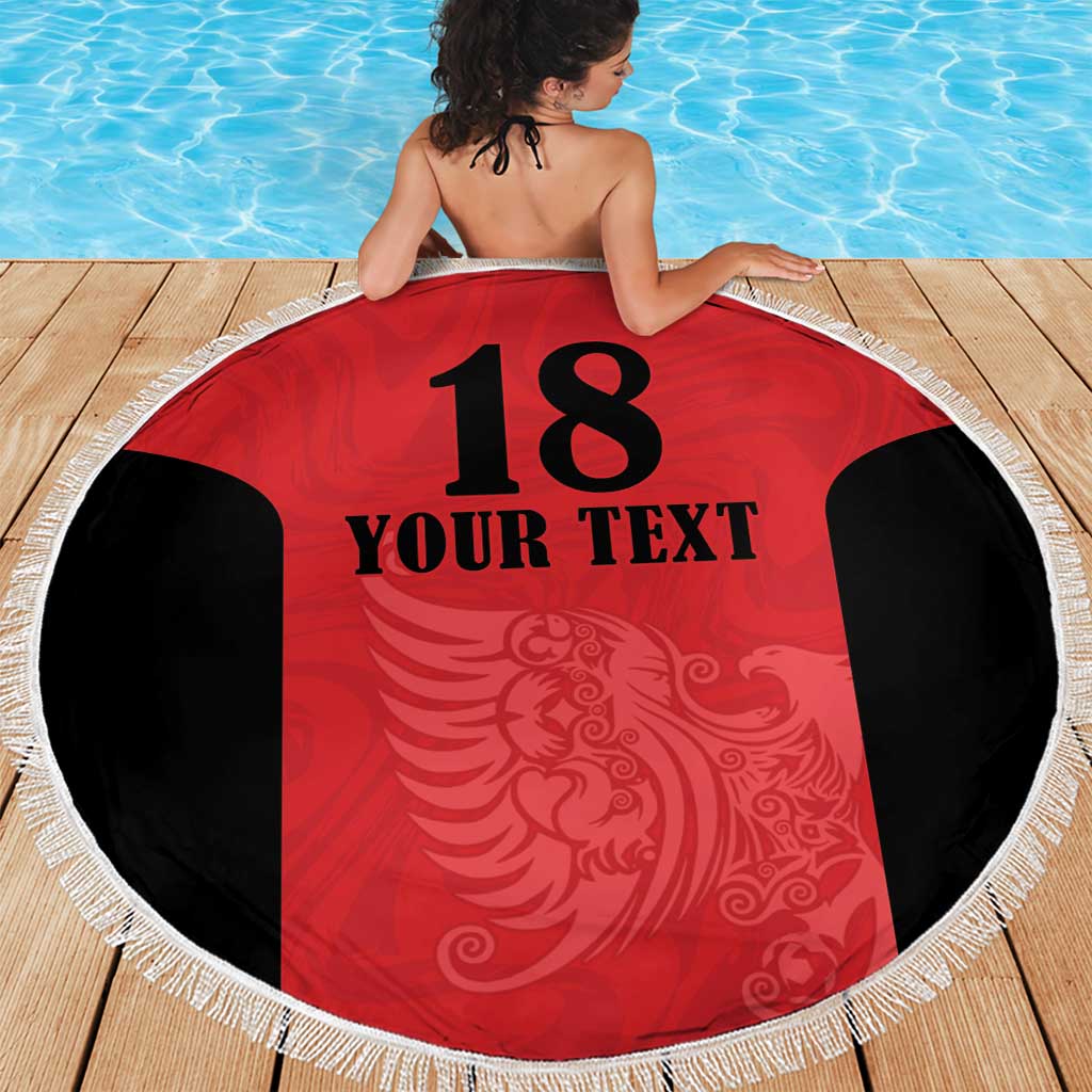 Custom Albania Football Pride Beach Blanket Kuqezinjte Eagle Red Version - Wonder Print Shop