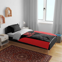 Custom Albania Football Pride Bedding Set Kuqezinjte Eagle Black Version - Wonder Print Shop