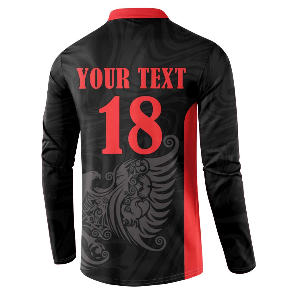 Custom Albania Football Pride Button Sweatshirt Kuqezinjte Eagle Black Version - Wonder Print Shop