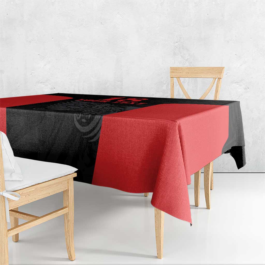Custom Albania Football Pride Tablecloth Kuqezinjte Eagle Black Version - Wonder Print Shop