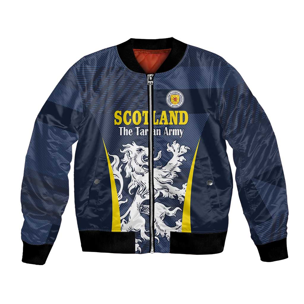 Custom Scotland Football Bomber Jacket Scottish Lion Rampant Tartan Fan - Wonder Print Shop