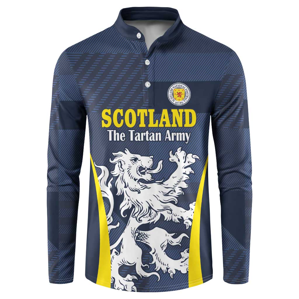 Custom Scotland Football Button Sweatshirt Scottish Lion Rampant Tartan Fan - Wonder Print Shop