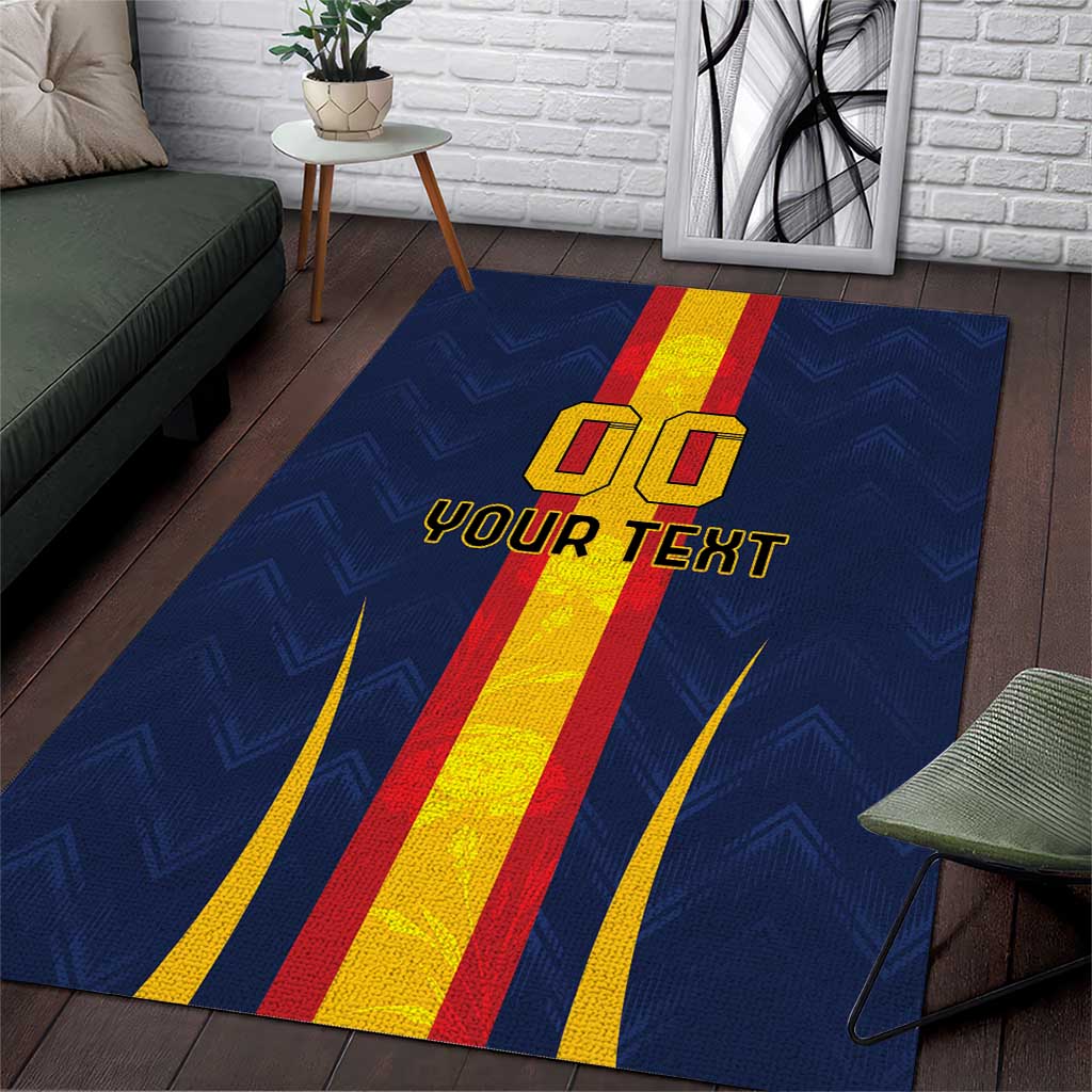 Custom Spain Football Area Rug La Roja With Carnation Pattern