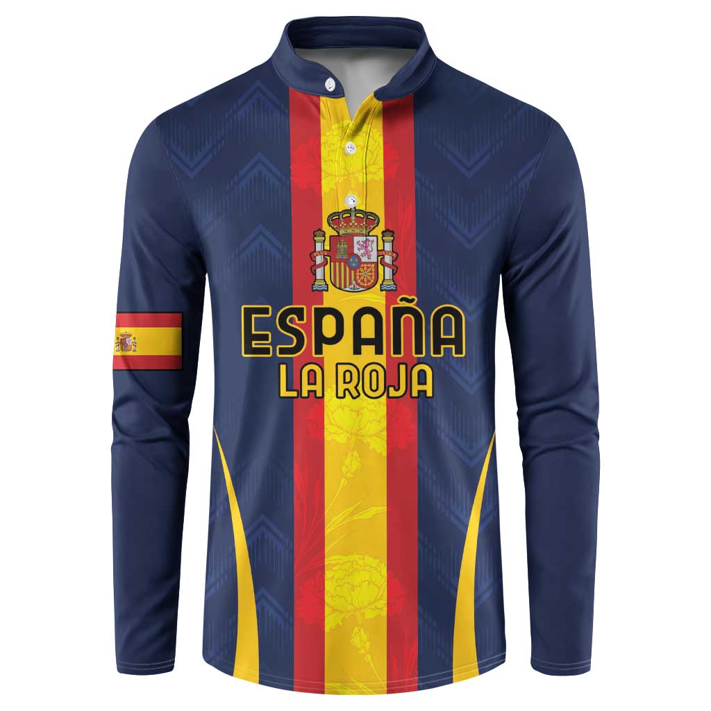 Custom Spain Football Button Sweatshirt La Roja With Carnation Pattern