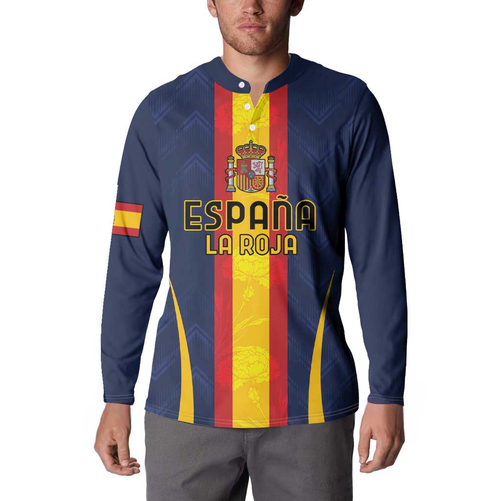 Custom Spain Football Button Sweatshirt La Roja With Carnation Pattern