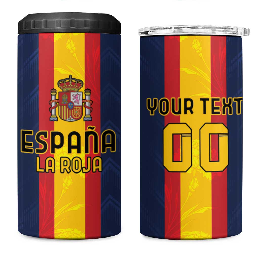 Custom Spain Football 4 in 1 Can Cooler Tumbler La Roja With Carnation Pattern