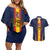 Custom Spain Football Couples Matching Off Shoulder Short Dress and Hawaiian Shirt La Roja With Carnation Pattern