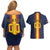 Custom Spain Football Couples Matching Off Shoulder Short Dress and Hawaiian Shirt La Roja With Carnation Pattern