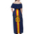 Custom Spain Football Family Matching Off Shoulder Maxi Dress and Hawaiian Shirt La Roja With Carnation Pattern