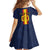 Custom Spain Football Kid Short Sleeve Dress La Roja With Carnation Pattern