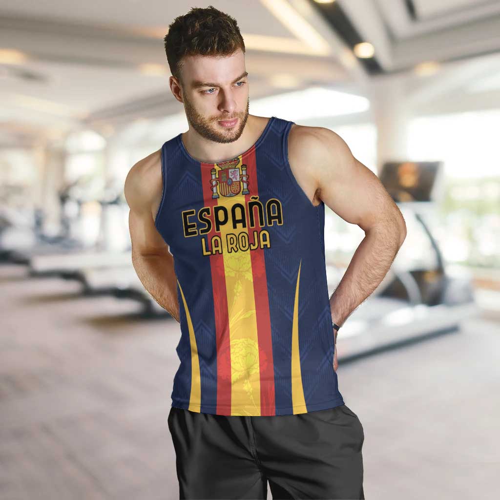 Custom Spain Football Men Tank Top La Roja With Carnation Pattern