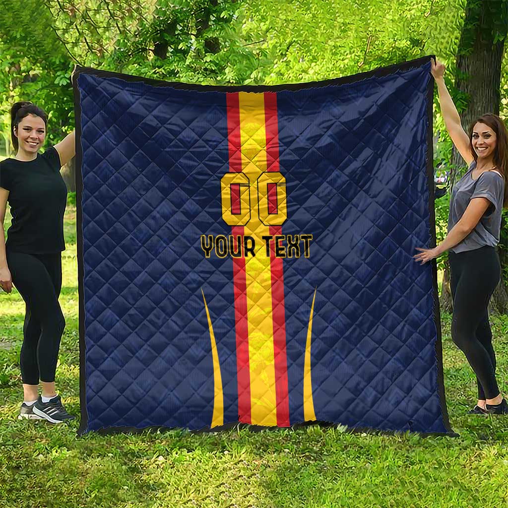 Custom Spain Football Quilt La Roja With Carnation Pattern