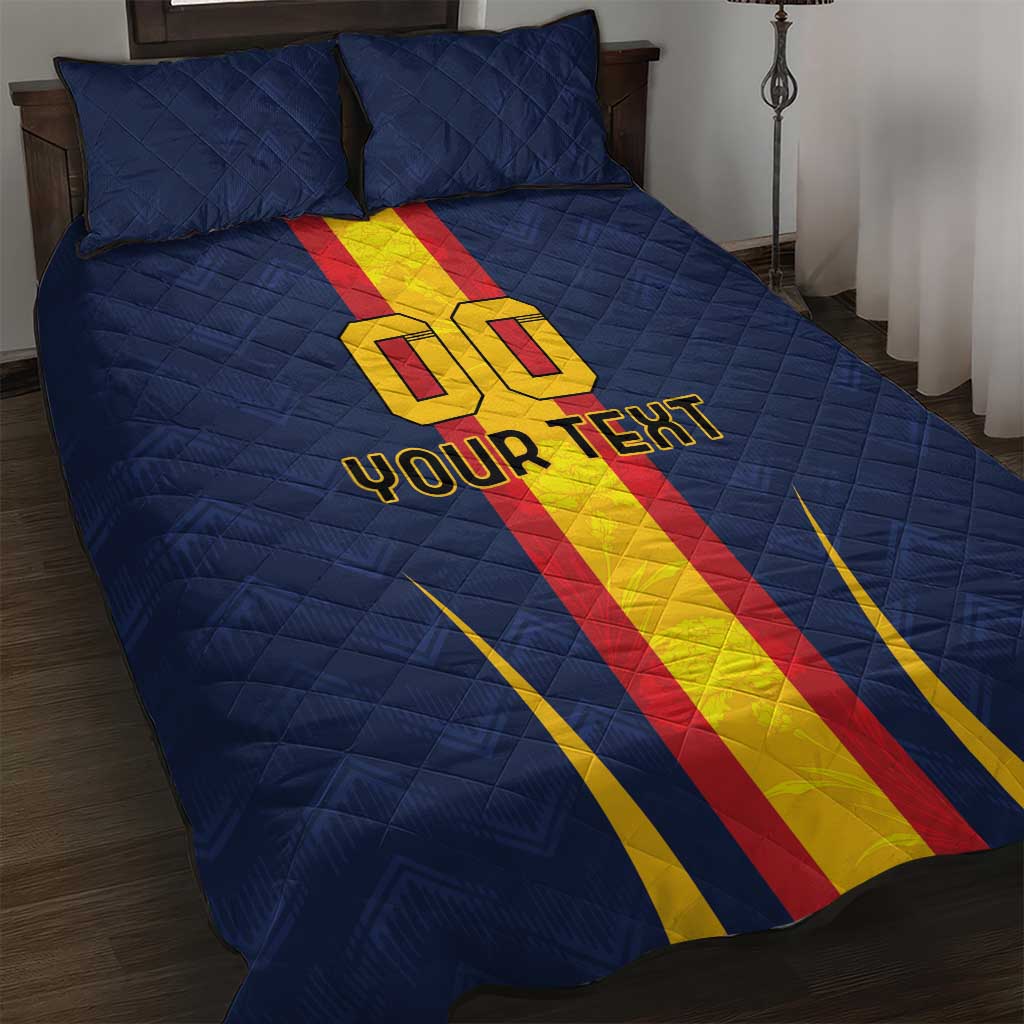 Custom Spain Football Quilt Bed Set La Roja With Carnation Pattern