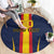 Custom Spain Football Round Carpet La Roja With Carnation Pattern