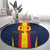 Custom Spain Football Round Carpet La Roja With Carnation Pattern