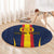 Custom Spain Football Round Carpet La Roja With Carnation Pattern