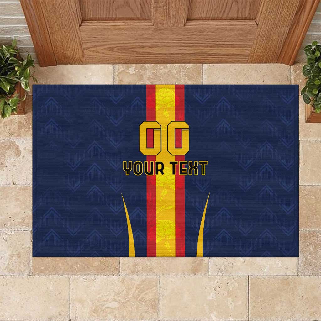 Custom Spain Football Rubber Doormat La Roja With Carnation Pattern