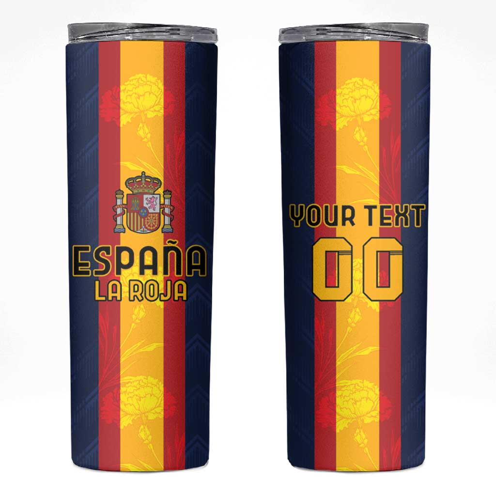 Custom Spain Football Skinny Tumbler La Roja With Carnation Pattern