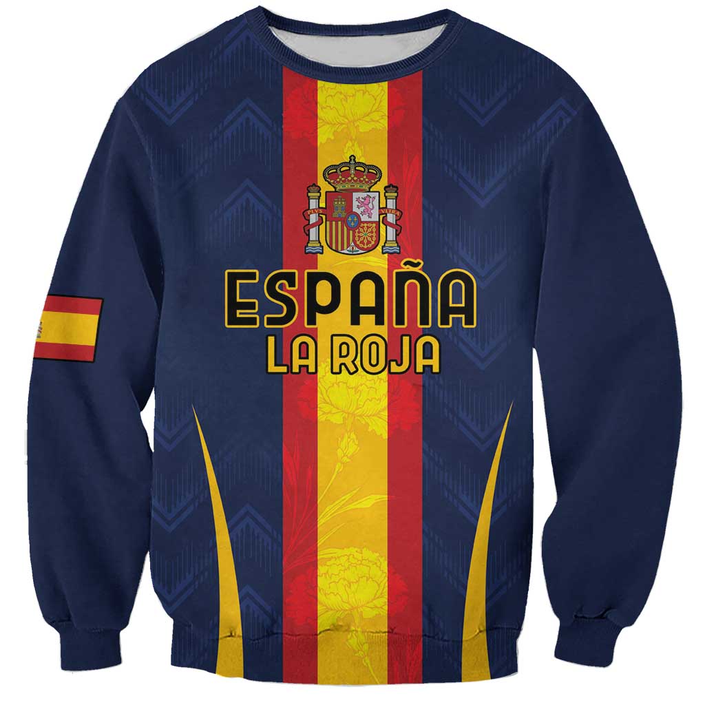 Custom Spain Football Sweatshirt La Roja With Carnation Pattern