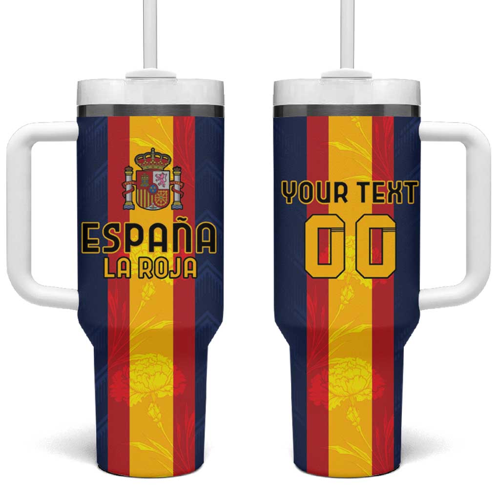 Custom Spain Football Tumbler With Handle La Roja With Carnation Pattern