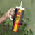 Custom Spain Football Tumbler With Handle La Roja With Carnation Pattern