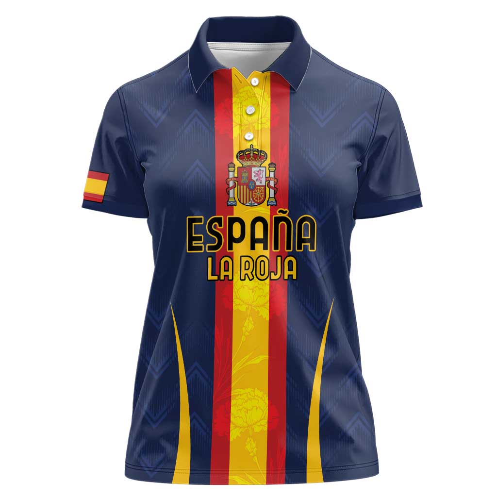 Custom Spain Football Women Polo Shirt La Roja With Carnation Pattern