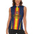 Custom Spain Football Women Sleeveless Polo Shirt La Roja With Carnation Pattern