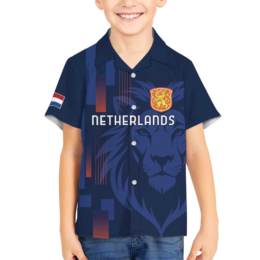 Netherlands Football Kid Hawaiian Shirt Lion Head Simply Het Nederlands Elftal