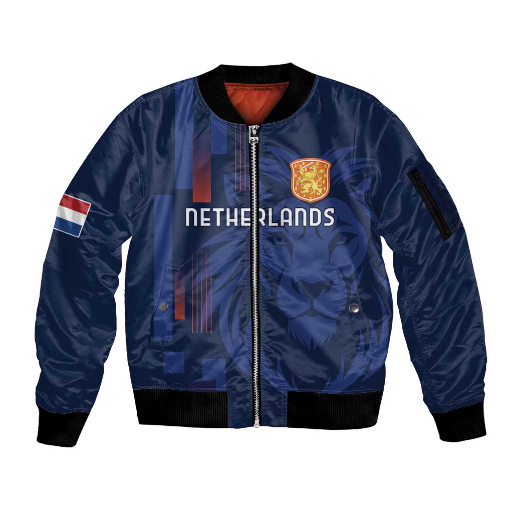 Netherlands Football Sleeve Zip Bomber Jacket Lion Head Simply Het Nederlands Elftal