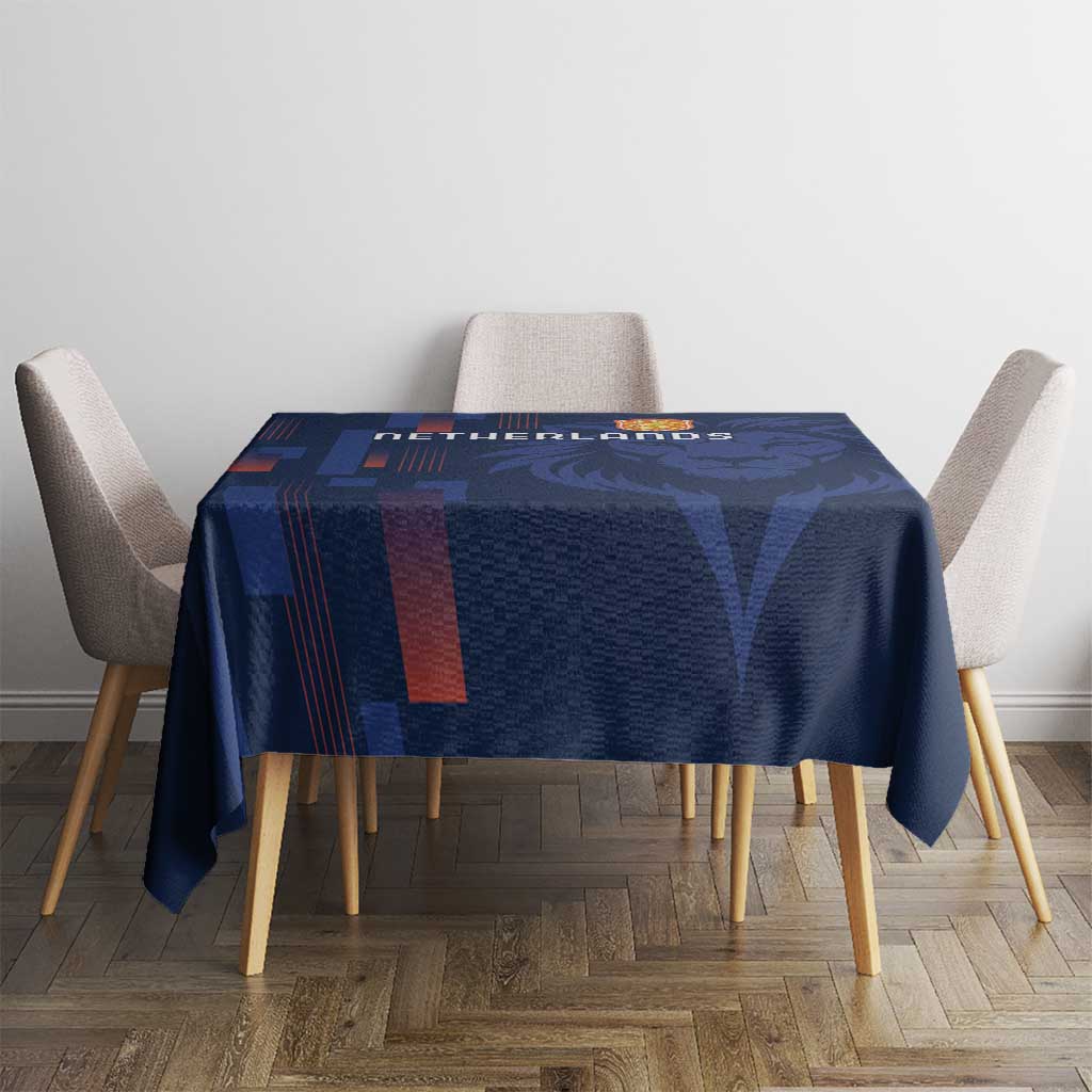Netherlands football tablecloth, dark blue, square table cover with lion face artwork