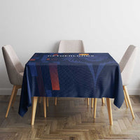 Netherlands football tablecloth, dark blue, square table cover with lion face artwork